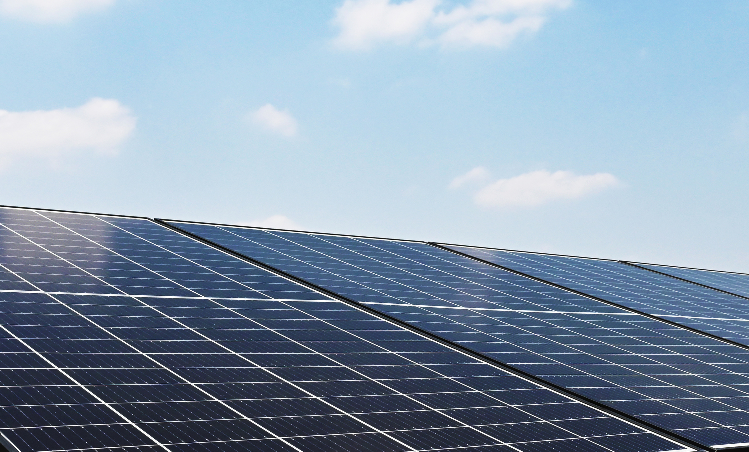 solar cell panel with blue sky. energy cleaning in nature concept